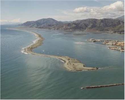 High-energy, modern coastal sedimentation, Boulder bank, Nelson Harbour, South Island New Zealand.